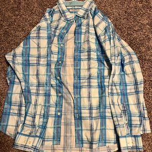 Tommy Bahama button down long sleeve short. Worn but no stains.